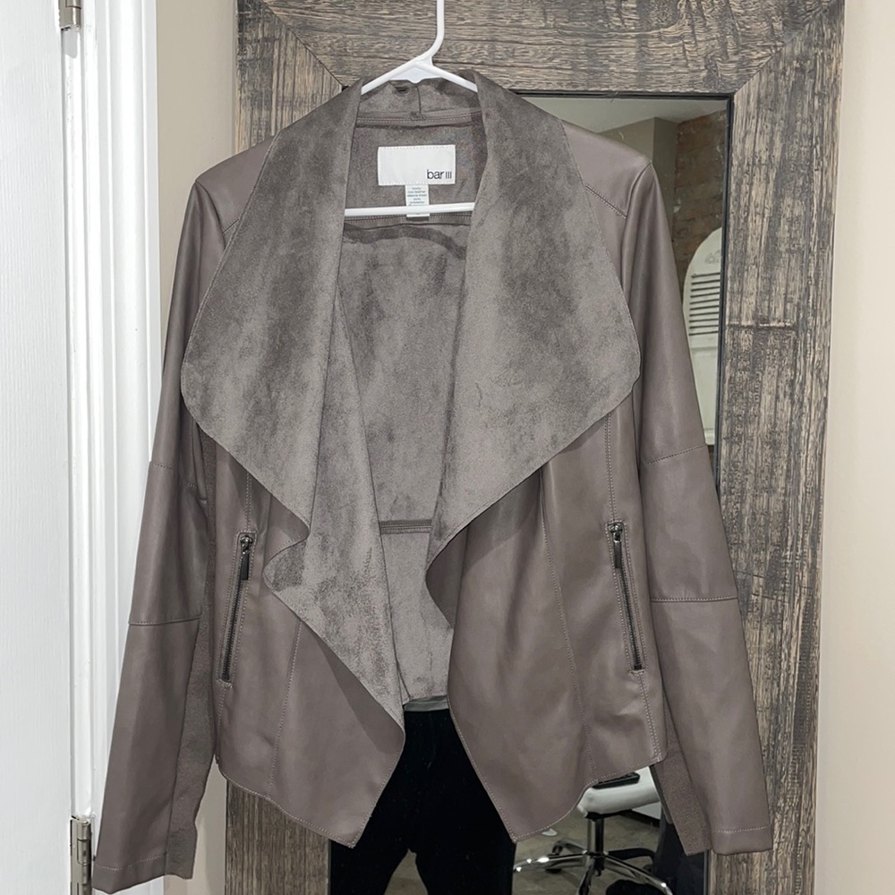 Bar III Gray Leather Jacket